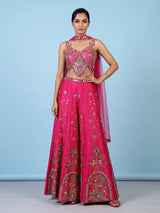 Rani pink women jharokha embellished sharara suit