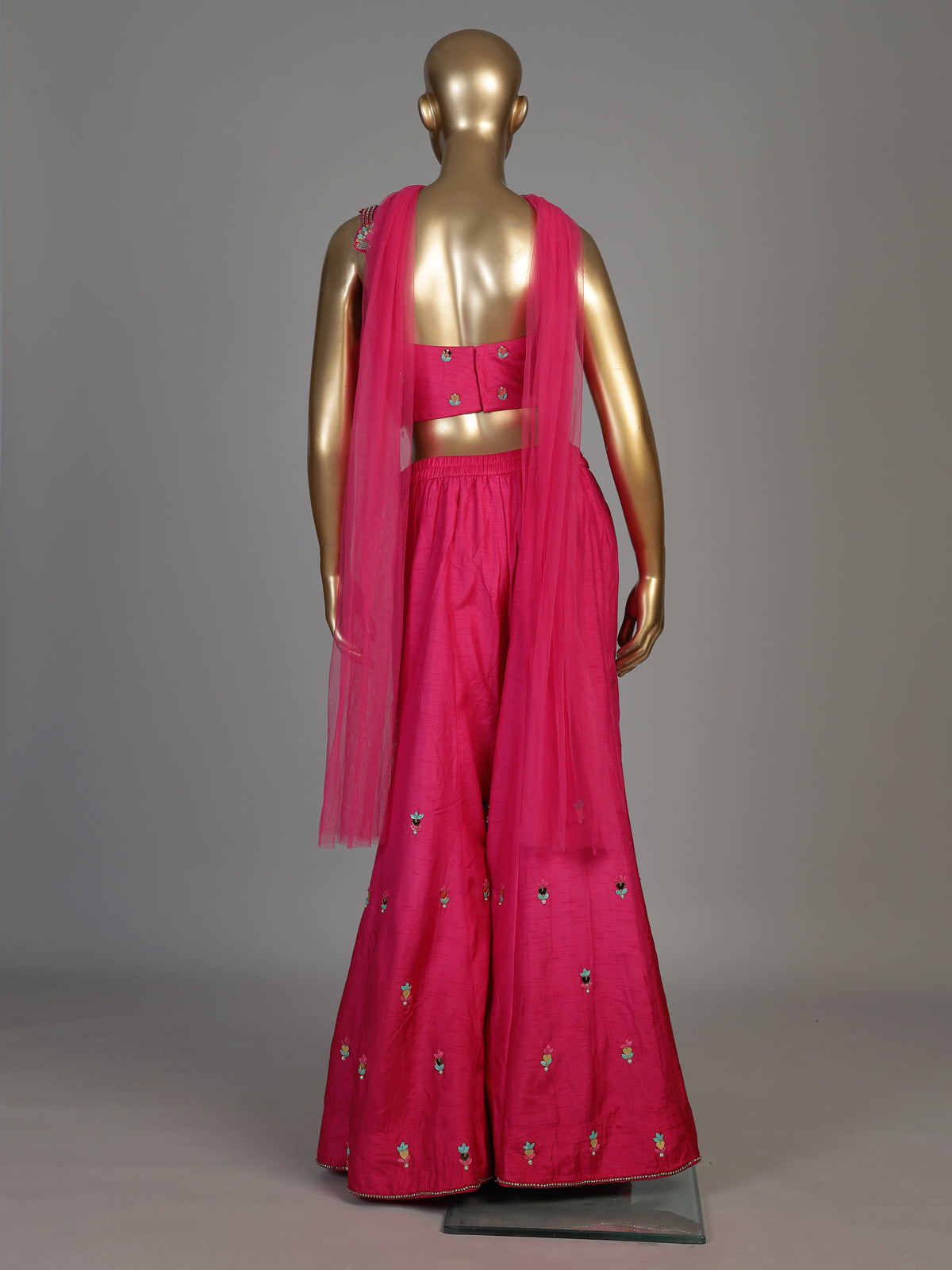 Rani pink women jharokha embellished sharara suit