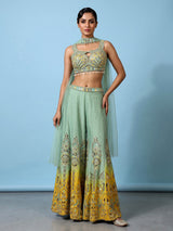 Green women shaded embellished palazzo suit
