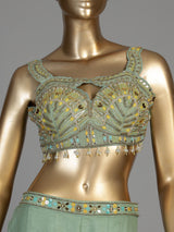 Green women shaded embellished palazzo suit