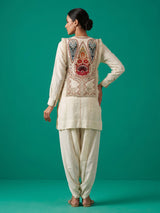White women embellished jacket dhoti indo western