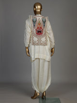 White women embellished jacket dhoti indo western