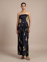 Black women draped dhoti skirt indo western