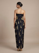 Black women draped dhoti skirt indo western