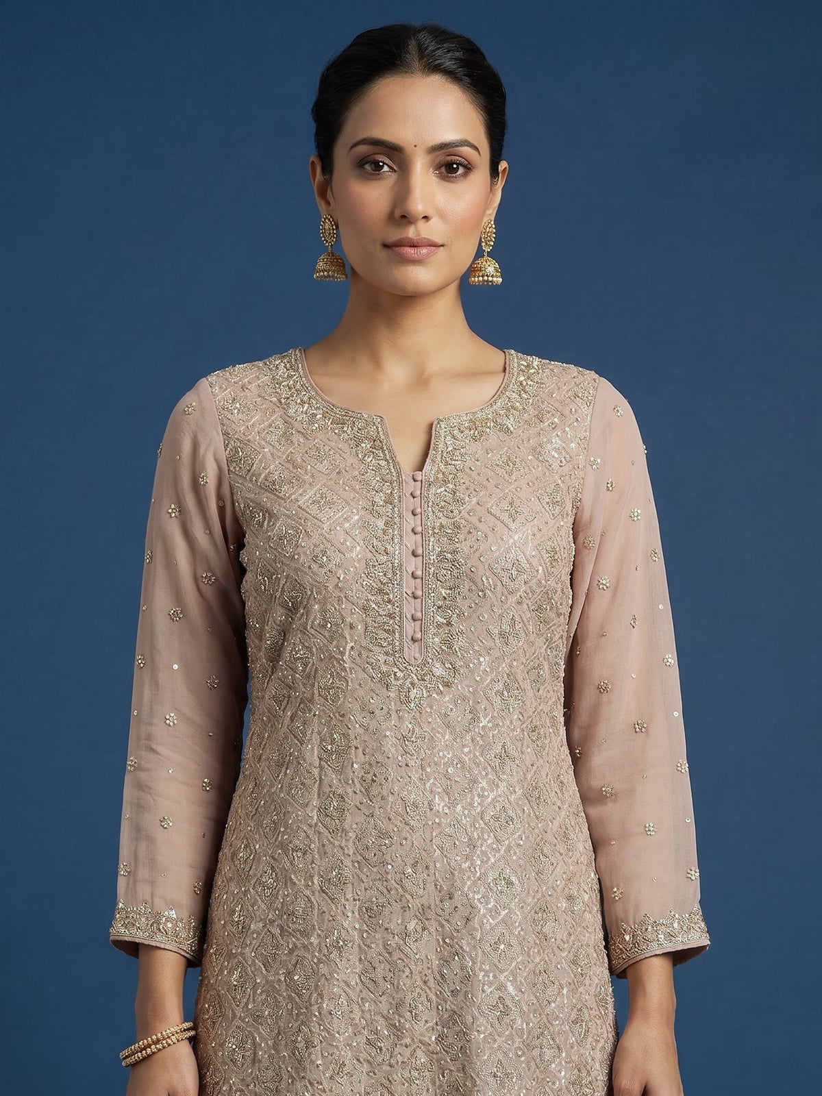 Pink women embellished festive sharara suit