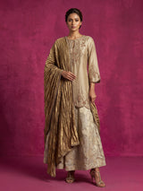Ivory women metallic floral sharara suit