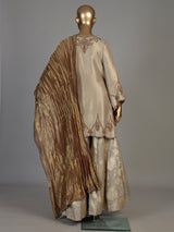 Ivory women metallic floral sharara suit