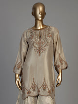 Ivory women metallic floral sharara suit