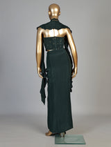 Green women designer cowl skirt indo western