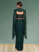 Green women designer cowl skirt indo western