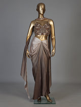 Silver brown women shaded cowl skirt indo western
