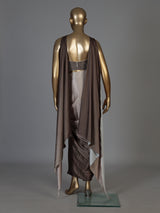 Silver brown women shaded cowl skirt indo western