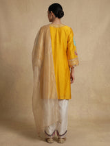 Yellow women paisley embellished palazzo suit