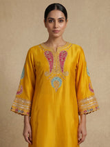 Yellow women paisley embellished palazzo suit