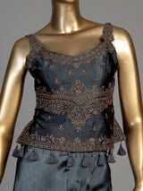 Grey women traditional medallion sharara suit