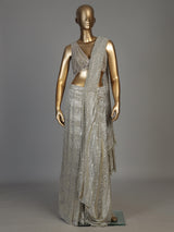 Beige women dazzling lurex ready to wear saree