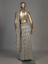 Beige women dazzling lurex ready to wear saree