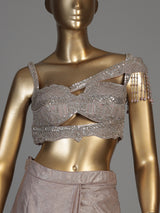 Onion pink women dreamy shimmer ready to wear saree