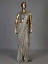 Beige women pearl drape ready to wear saree