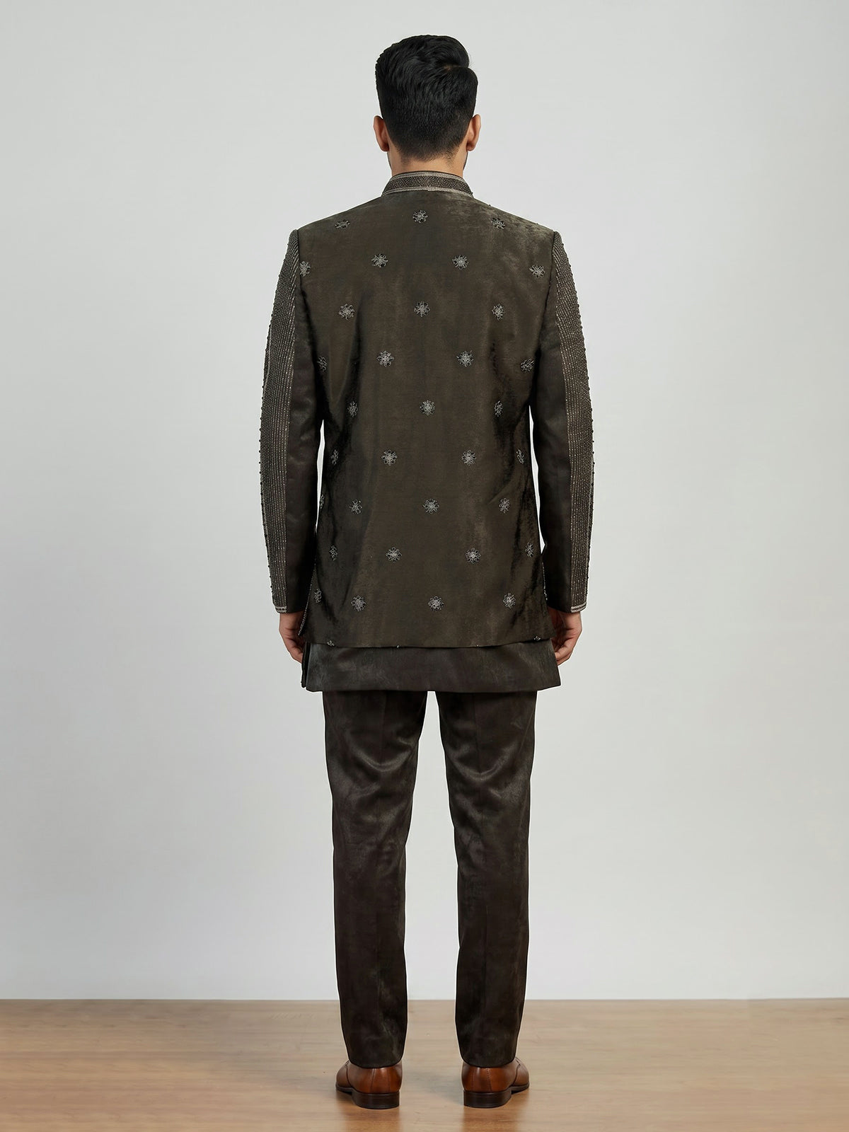Black men sculpted embellished indo western