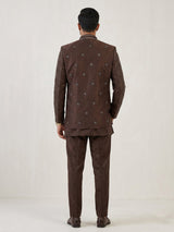 Brown men sculpted embroidered indo western