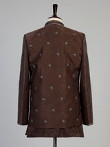 Brown men sculpted embroidered indo western