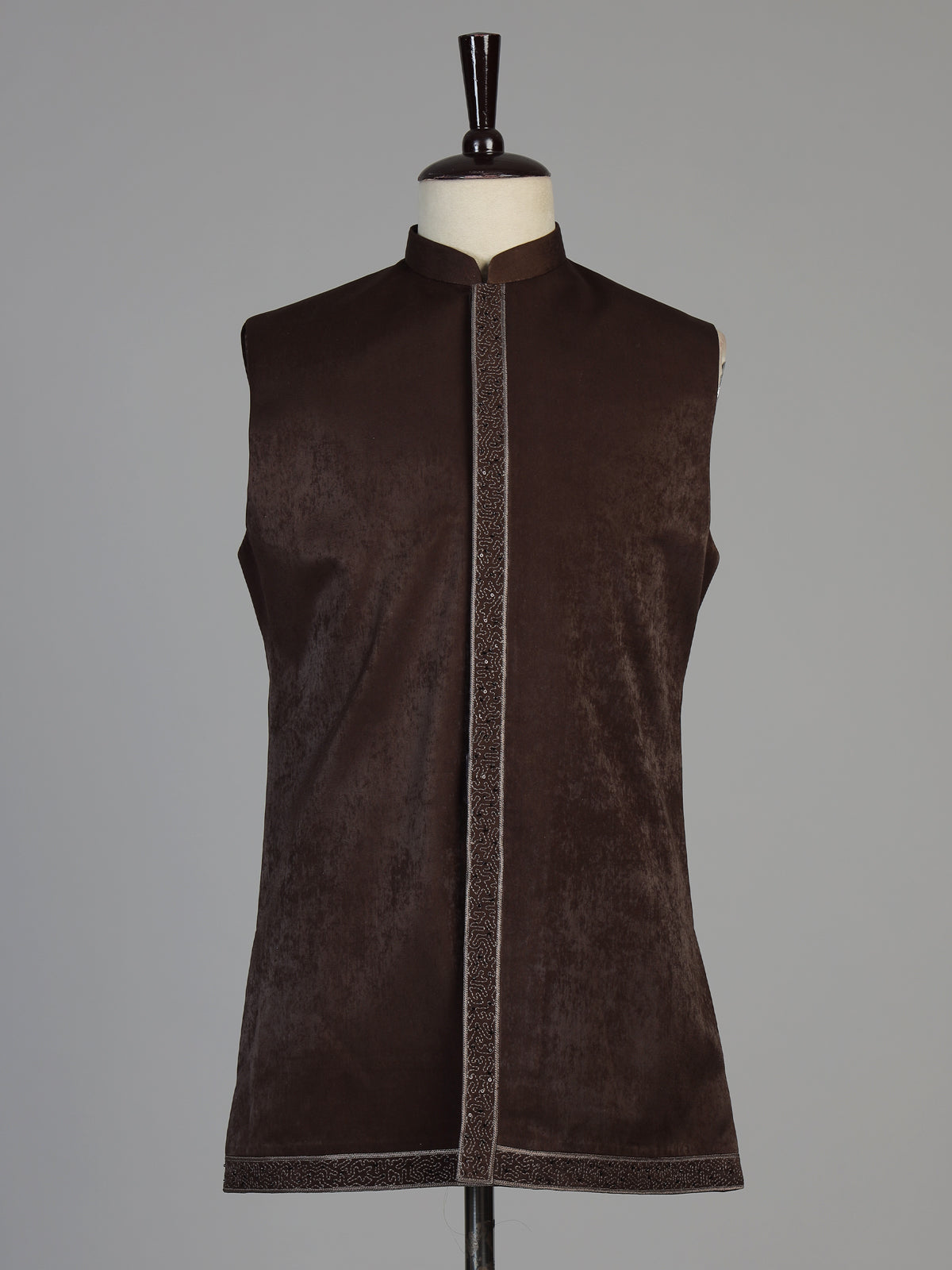 Brown men sculpted embroidered indo western