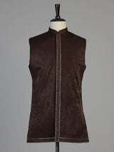 Brown men sculpted embroidered indo western
