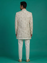Off white men paisley embroidered indo western