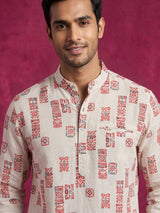 Off white men aztec printed chinese kurta