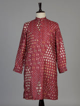 Maroon men geometric printed chinese kurta