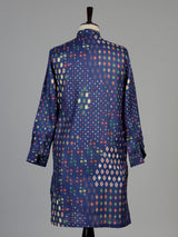 Blue men geometric printed chinese kurta