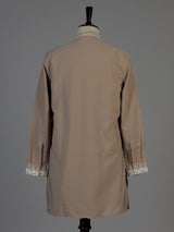Dark beige men floral embellished chinese kurta