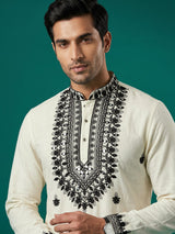 White men floral abhla chinese kurta