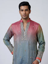 Pastel blue men abhla embellished kurta pajama