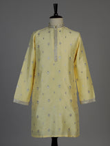 Lemon yellow men silver zari kurta suit