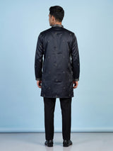 Blue men embroidered satin kurta