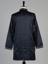 Blue men embroidered satin kurta