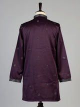 Wine men charcoal leaf kurta suit