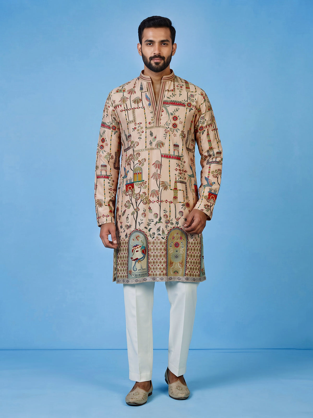 Onion pink men mughal court kurta suit