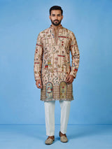 Onion pink men mughal court kurta suit