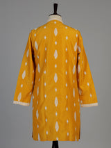 Mustard yellow men embroidered silk kurta suit