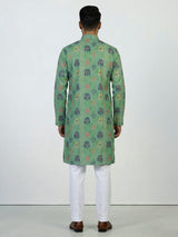 Green men folk motif kurta pajama
