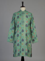 Green men folk motif kurta pajama