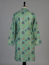 Green men folk motif kurta pajama