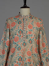 Cream men mughal garden kurta suit