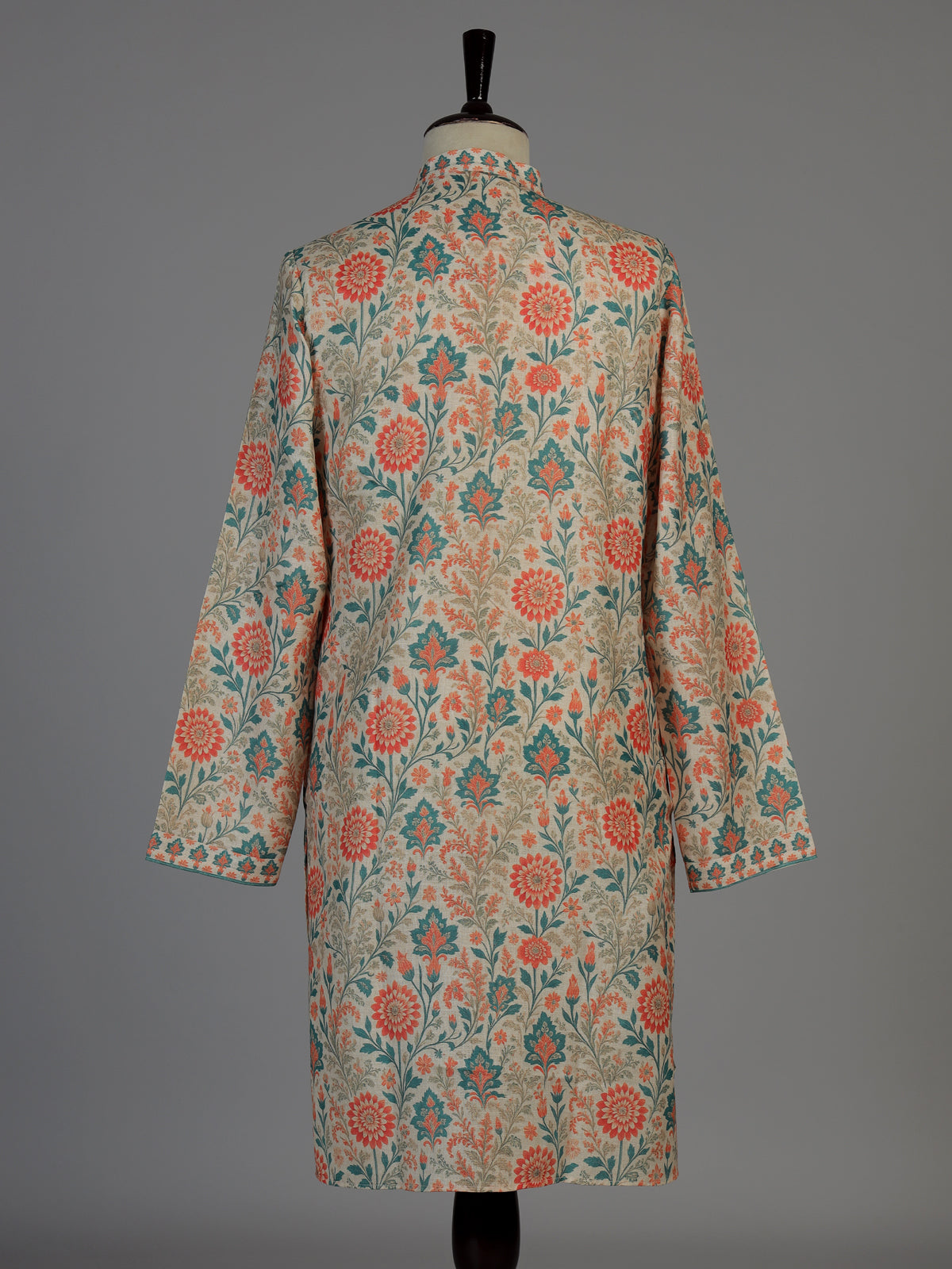 Cream men mughal garden kurta suit