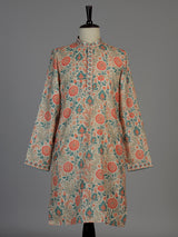 Cream men mughal garden kurta suit