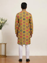Yellow men lotus mandala kurta pajama