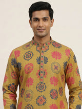 Yellow men lotus mandala kurta pajama